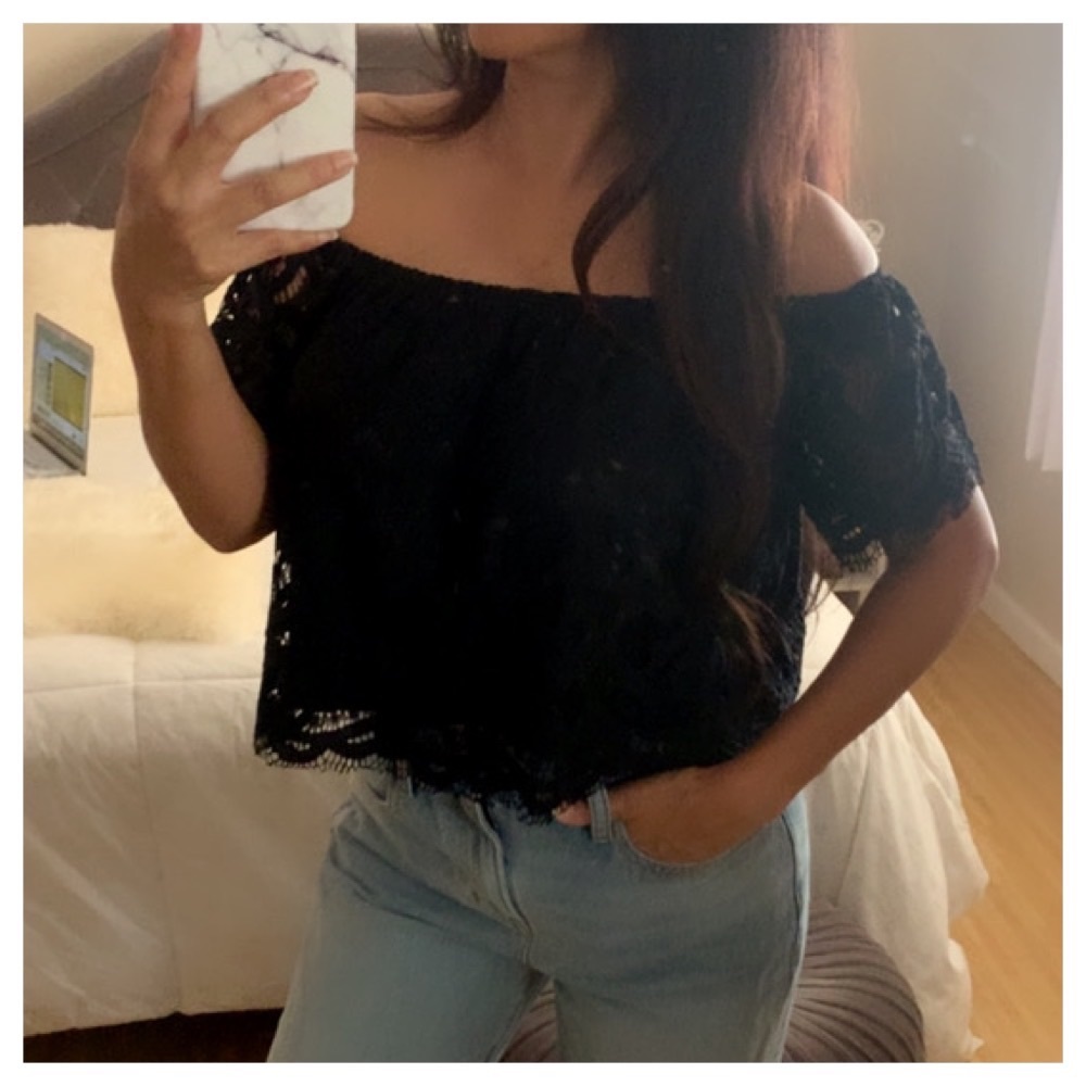 NWT EXPRESS Off The Shoulder Lace Top